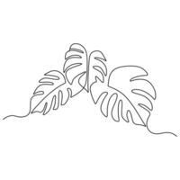 Monstera Leaf Continuous Line Design vector