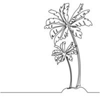 Continuous One Line Coconut Palm Tree vector