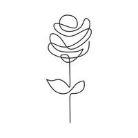 Rose Flower Continuous One Line Art vector