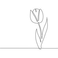 One Line Tulip Plant Outline Art vector