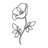 Abstract Botanical Poppy One Line Art vector