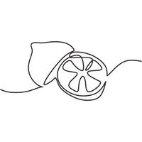Lemon Fruit Continuous One Line Drawing vector