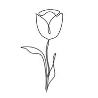 Isolated Tulip Continuous Line Drawing vector