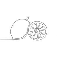 Lime Food Lemon Continuous Line drawing vector