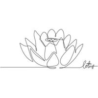 Lotus Flower Continuous Line Art Drawing vector