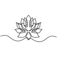 Hand Drawn Lotus Flower Continuous Line vector