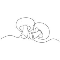 Continuous Outline Mushroom Single Line Art vector
