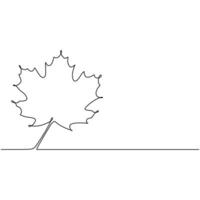 Handdrawn Maple Leaf Continuous Line Art vector