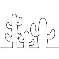 Continuous Line Art Cactus Handdrawn Illustration vector