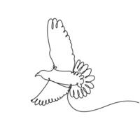 Flying Bird Pigeon Dove Continuous Line Art vector