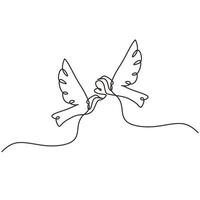 Couple of Doves Continuous One Line Art vector