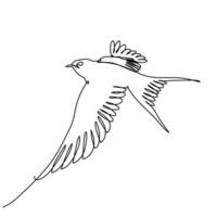Swallow Bird Flying One Line Art vector