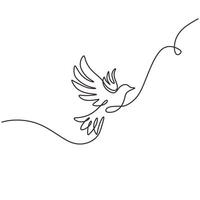 Bird Flying Continuous One Line Art Drawing vector