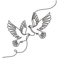 Dove Couple Minimalist Continuous Line Art vector