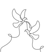 Two Doves Together One Line Sketch Design vector