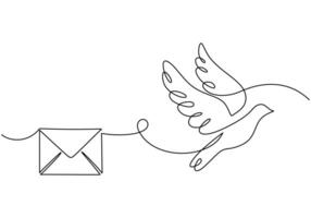 Handdrawn Dove With Envelope Line Art vector