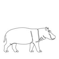 Minimalist Hippo Single Line Art Design vector