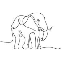 Handdrawn Elephant Continuous Line Illustration vector