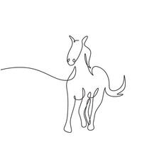 Animal Running Horse One Line Drawing vector