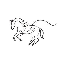 Running Horse Contour Minimal Line Art vector