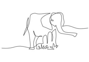 Elephant Continuous One Line Art vector