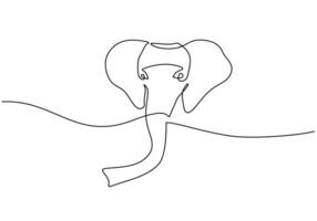 Elephant Head Continuous Line Art Minimalist vector