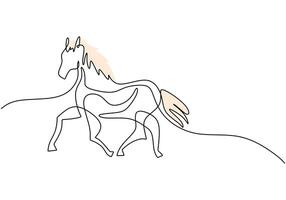 Continuous Line Art of Running Horse vector