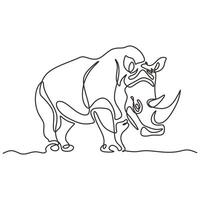 Isolated Rhino Continuous Line drawing Art vector