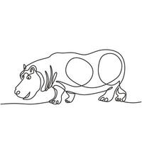 Hippo Animal Wildlife Continuous Line vector