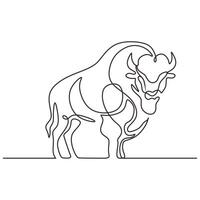 Standing American Bison Minimalist Line Art vector