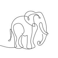 Minimalist Elephant Wild Object Line Drawing vector
