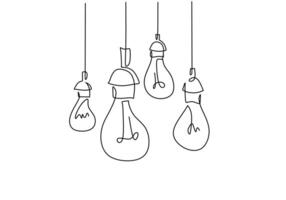 Light Bulbs Decor Simple Continuous Line vector