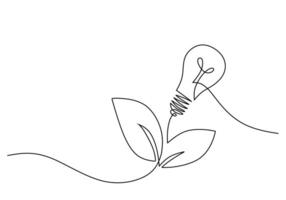 Leaf in Light Bulb Continuous Line vector
