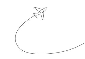 Airplane Continuous One Line Drawing Minimalist vector