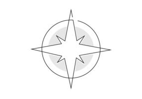 Compass Symbol Continuous One Line Art vector