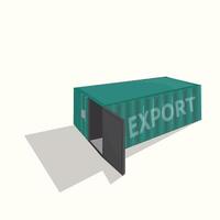 3d export container in green color vector