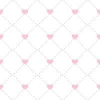 Seamless pattern with hearts. Geometric pink repeating texture of dotted rhombuses with hearts in nodes. vector