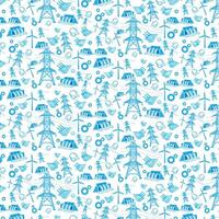 electricity seamless pattern in line art style doodles vector