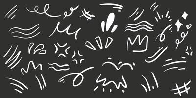 A set of different hand drawn scribbles on a blackboard vector