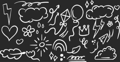 A set of doodles on a blackboard vector