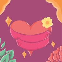 A heart with flowers and leaves on it vector