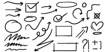 A set of various hand drawn doodles on a white background vector