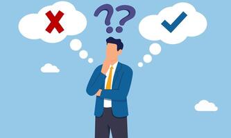 Businessman with question mark and tick marks vector