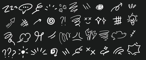 A set of different hand drawn symbols on a blackboard vector