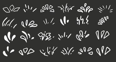 A set of hand drawn brush strokes on a black background vector