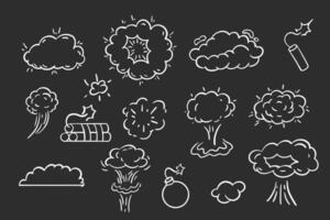 Set of explosion icons on black background vector