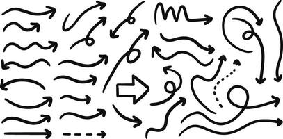 A set of different hand drawn arrows vector