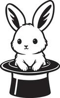 Cute Rabbit in Magician Hat. vector