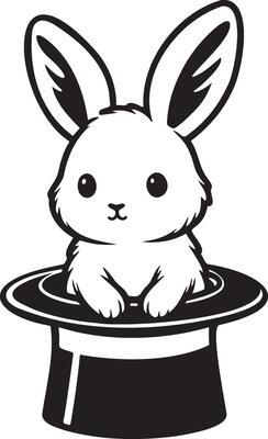 Cute Rabbit in Magician Hat.