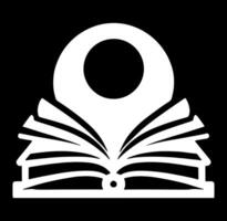 A white book with an open page and a map pin vector